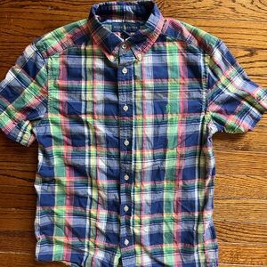Ralph Lauren Men's Blue and Green Plaid Shirt